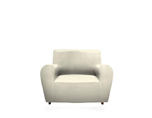 GEMITEX Magischer Stuhlbezug aus Stoff, einfarbig und elastisch, Polyester, Creme, Sessel mit Rückenlehne bis 120 cm von GEMITEX