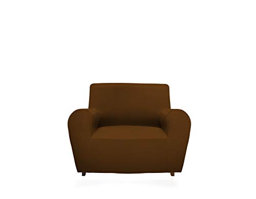 GEMITEX Magischer Bezug aus einfarbigem und elastischem Stoff, Polyester, Braun, POLTRONA mit Rückenschienen bis 120 cm von GEMITEX