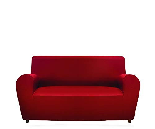 Gemitex Magico Sofaüberwurf für 2-Sitzer aus Stoff, einfarbig und elastisch COPRIDIVANO 2 POSTI Con SCHIENALE FINO A 180 cm Bordeaux von GEMITEX