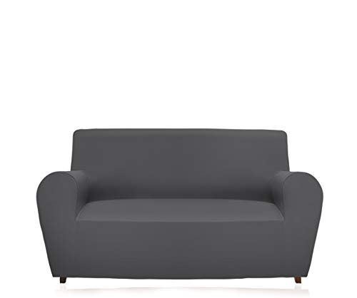 GEMITEX Magischer Sofabezug aus Stoff, einfarbig, elastisch, Polyester, Grau, Rückenlehne bis 240 cm von GEMITEX