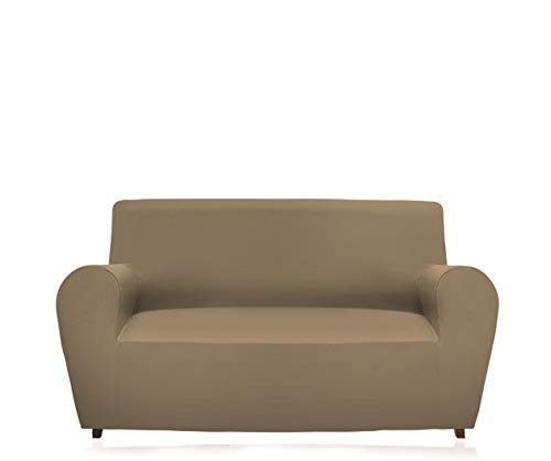 GEMITEX MAGICO Sofaüberwurf für 3-Sitzer, unifarben, Stretchstoff, Polyester Gummi, Taupe, COPRIDIVANO 3 POSTI Con SCHIENALE FINO A 240 cm von GEMITEX