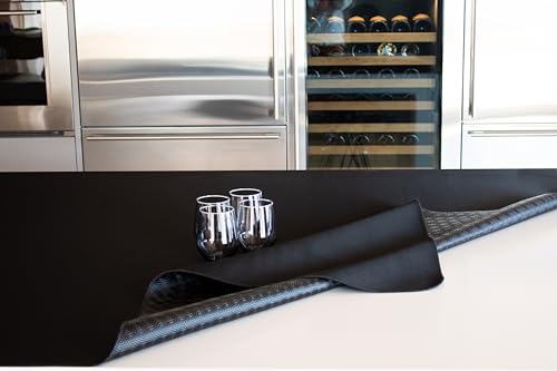 GEMITEX Molle Tischschutz Made in Italy rutschfest, stoßfest, doppelseitig, schwarz/schwarz, 140 x 140 cm, dekoriert und schützt Ihren Tisch vor Stößen, Kratzern und Flüssigkeiten, mit Overlock-Rand von GEMITEX