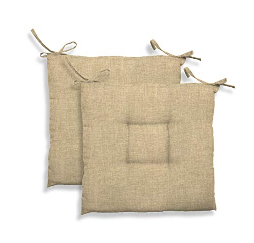 GEMITEX Creta Stuhlkissen, gesteppt, Kreta, 2 Stück, Dekor 1549, Beige, 39 x 39 x 5 cm, Polyester, Mehrfarbig, 2 Unità (Confezione da 1), 2 von GEMITEX