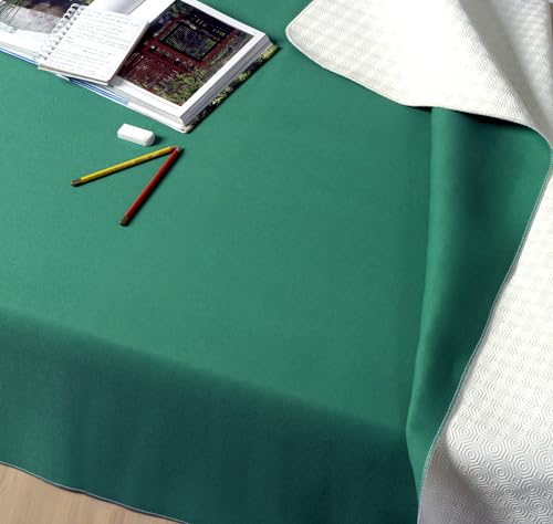 GEMITEX Tischschoner Made in Italy rutschfest, stoßfest, doppelseitig, weiß/grün, 140 x 140 cm, dekoriert und schützt Ihren Tisch vor Stößen, Kratzern und Flüssigkeiten, mit Overlock-Rand von GEMITEX