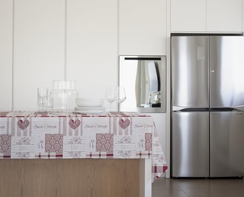 GEMITEX Traditionelle Tischdecke, Plüsch, gewachst, wasserdicht und schmutzabweisend, Dekor 4163 Tiroler Rot, ideal für rechteckige Tische für 6/8 Personen, 140 x 180 cm, hergestellt in Italien, mit von GEMITEX