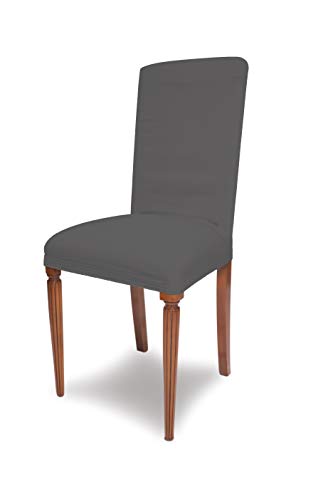GEMITEX Set mit 2 magischen Stuhlbezügen, Farbe Grau, hergestellt in Italien, aus elastischem Piqué-Stoff Sitzfläche an. von GEMITEX