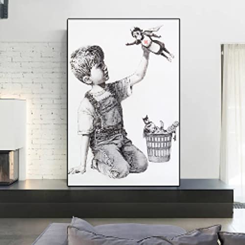 Banksy Mehrere Größen Leinwand Bilder Abstract Simple Graffiti Art Game Changer Nurse Superhero Poster Street Print Wall Art Home Decor 50x75cm Frameless von GEMMII