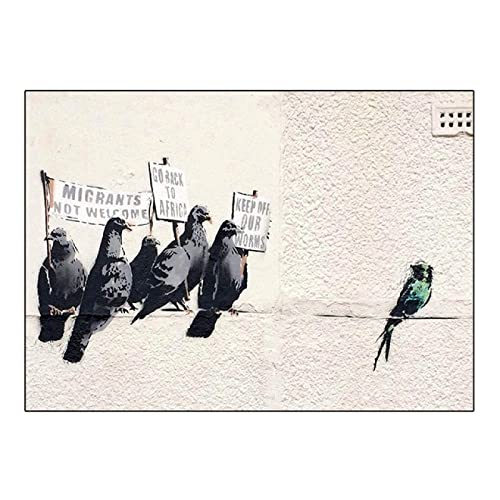 Banksy Rassistische Tauben Wandkunst, Banksy Poster, Street Art Graffiti Banksy Kunstwerk, Banksy Leinwand, Leinwanddruck Bild 29,7 x 42 cm, rahmenlos von GEMMII