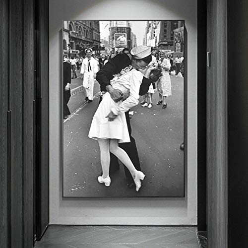 GEMMII Der Kuss am Times Square, altes Foto Leinwanddruck Bilder XXL， Poster und Drucke, Vintage-Leinwand, Wandkunst, Gemälde, Retro-Dekor, Bild, 42 x 60 cm, rahmenlos von GEMMII