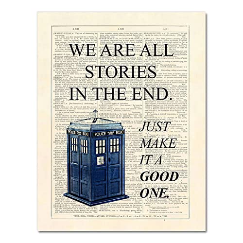 GEMMII Dr Who Classic TV Show Poster Prints Tardis We Are All Stories In The End Dictionary Page Art Leinwandbild XXL Decor 70x100cm Rahmenlos von GEMMII