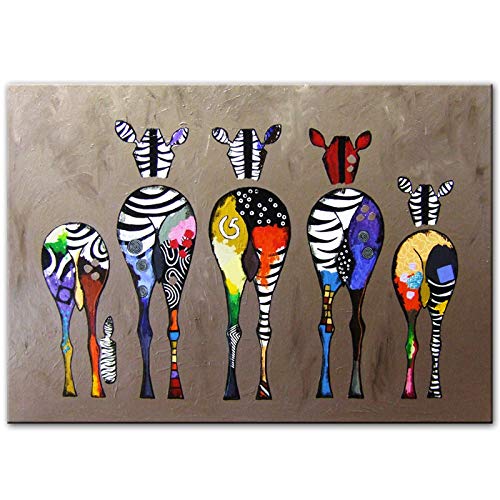 GEMMII Druck auf Leinwand, Abstrakte Zebra-Leinwandgemälde, bunte Tiere, Kunstdrucke, afrikanische Tiere, Kunstbilder für Kinderzimmer, 42 x 60 cm, rahmenlos von GEMMII