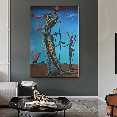 GEMMII Druck auf Leinwand Salvador Dali Die brennende Giraffe, Leinwand, Wandkunst, Surrealismus, berühmte Gemälde, Reproduktion, Poster, Dekor, 70 x 100 cm, rahmenlos von GEMMII