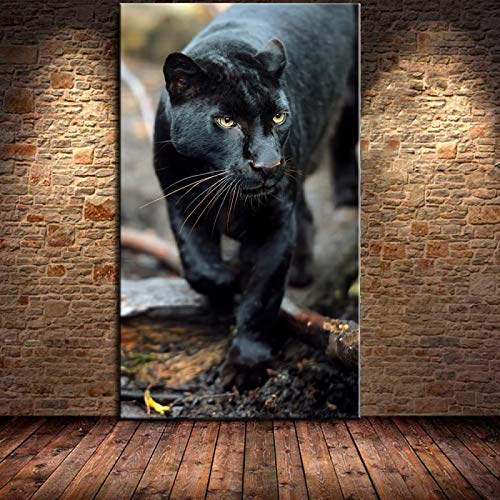 GEMMII Schwarzer Panther Wandkunst, Abstraktes Tier-Leinwandbild Schwarzer Panther Leinwanddruck Bilder XXL,HD-Druck, Poster, Kunstwerk, Bild, 42 x 60 cm, rahmenlos von GEMMII