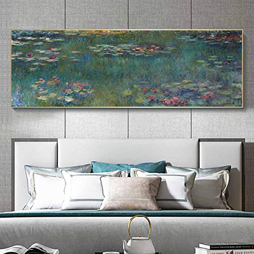 GEMMII Seerosen von Claude Leinwandbild XXL - Monet Berühmte Leinwand-Wandkunst, Poster und Drucke, impressionistische Kunstbilder, Wanddekoration, 50 x 150 cm, rahmenlos von GEMMII