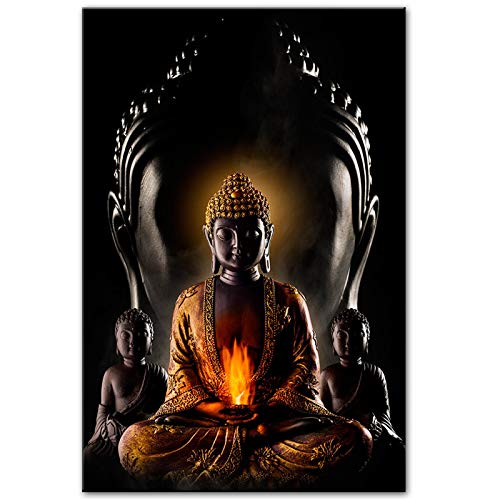God Buddha Wall Art Prints Bild auf Leinwand XXL Modern Buddha Leinwand Kunst Gemälde Wandbilder Buddhismus Poster Wanddekoration 50x70cm Rahmenlos von GEMMII