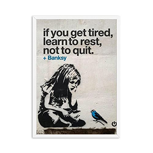 GEMMII Leinwand Druck Wandbild, BANKSY Graffiti-Street-Art-Poster „If You Get Tired Learn To Rest Not To Quit“, Kunstdruck auf Leinwand, 70 x 100 cm, rahmenlos GEMMII Leinwand Druck Wandbild, BANKSY Graffiti-Street-Art-Poster „If You Get Tired Learn To Rest Not To Quit“, Kunstdruck auf Leinwand, 70 x 100 cm, rahmenlos von GEMMII