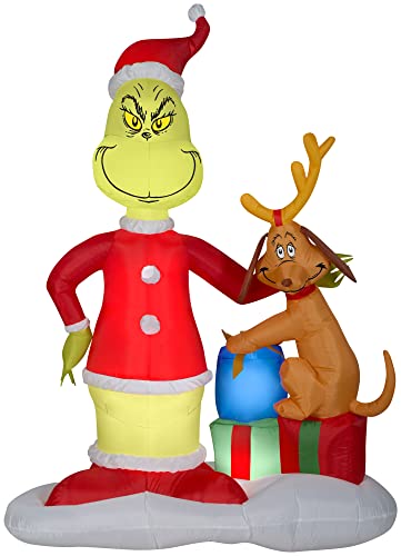 Gemmy Aufblasbarer Weihnachtsluftgeblasener Grinch und Max mit Geschenkszene Dr. Seuss, 1,8 m hoch, mehrfarbig Gemmy Aufblasbarer Weihnachtsluftgeblasener Grinch und Max mit Geschenkszene Dr. Seuss, 1,8 m hoch, mehrfarbig von GEMMY