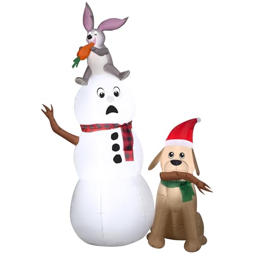 LED-Schneemann mit Häschen und Hund, aufblasbar, 1,8 m von GEMMY