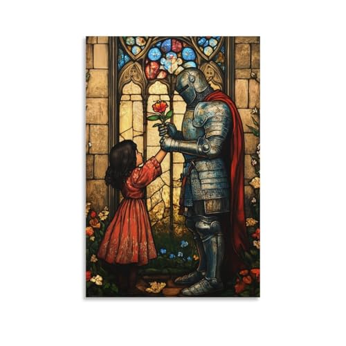 GEMTOFNMA A Child Gives The Knight A Flower, And He Places It at The Base Of A Stained-Glass Cross in Dankitude. Modernes Wandbild, dekoratives Poster zum Aufhängen, 20 x 30 cm GEMTOFNMA A Child Gives The Knight A Flower, And He Places It at The Base Of A Stained-Glass Cross in Dankitude. Modernes Wandbild, dekoratives Poster zum Aufhängen, 20 x 30 cm von GEMTOFNMA