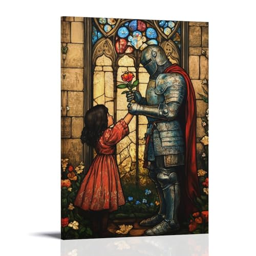 GEMTOFNMA A Child Gives The Knight A Flower, And He Places It at The Base Of A Stained-Glass Cross in Dankitude. Modernes Wandbild, dekoratives Poster zum Aufhängen, 40 x 60 cm GEMTOFNMA A Child Gives The Knight A Flower, And He Places It at The Base Of A Stained-Glass Cross in Dankitude. Modernes Wandbild, dekoratives Poster zum Aufhängen, 40 x 60 cm von GEMTOFNMA
