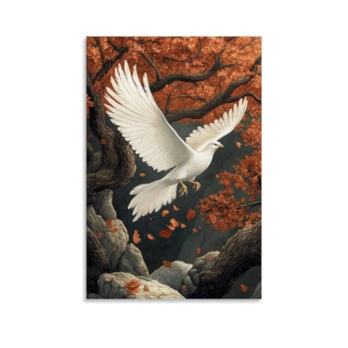 GEMTOFNMA Dekoratives Wandbild, Motiv: Ein weißer Phönix schwebt unter einem Baum, der niemals seine Blätter fallen lässt, 40 x 60 cm GEMTOFNMA Dekoratives Wandbild, Motiv: Ein weißer Phönix schwebt unter einem Baum, der niemals seine Blätter fallen lässt, 40 x 60 cm von GEMTOFNMA