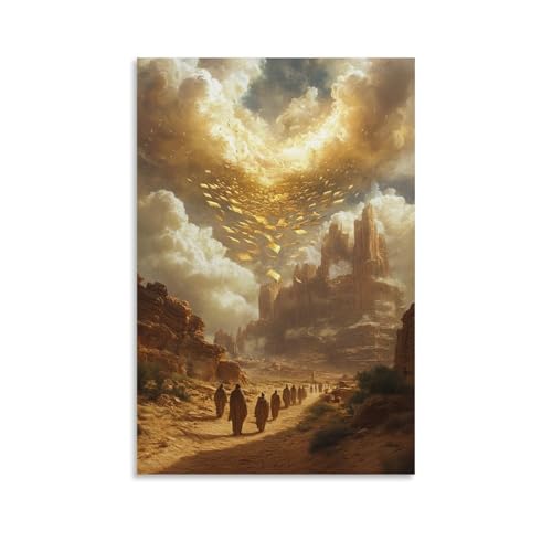 GEMTOFNMA Ein Chor der Engel schwebt über einer Wüste und regnet goldene Schriftrollen in die Hände der Pilger unter dem Weg. Modernes Wandbild, dekoratives Poster zum Aufhängen, 50 x 75 cm GEMTOFNMA Ein Chor der Engel schwebt über einer Wüste und regnet goldene Schriftrollen in die Hände der Pilger unter dem Weg. Modernes Wandbild, dekoratives Poster zum Aufhängen, 50 x 75 cm von GEMTOFNMA