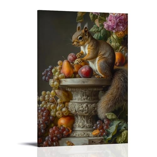 GEMTOFNMA Ein Eichhörnchen auf einem Marmorsockel, umgeben von Früchten und Blumen im Stillleben, Renaissance-Detail, modernes Wandbild, dekoratives Poster zum Aufhängen, 30 x 45 cm GEMTOFNMA Ein Eichhörnchen auf einem Marmorsockel, umgeben von Früchten und Blumen im Stillleben, Renaissance-Detail, modernes Wandbild, dekoratives Poster zum Aufhängen, 30 x 45 cm von GEMTOFNMA