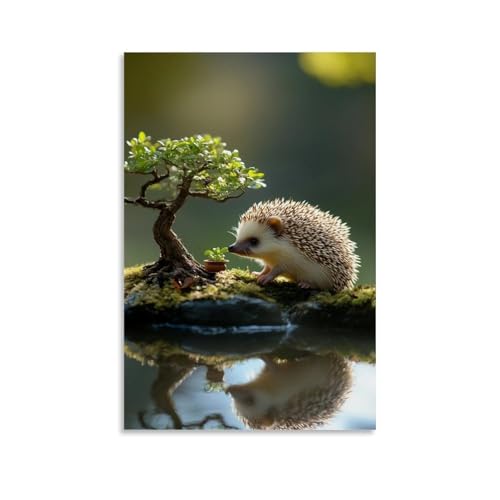 GEMTOFNMA Ein Igel wässert kleine Bonsai-Bäume, summt sanft in einem Zen-Garten. Modernes Wandbild, dekoratives Poster zum Aufhängen, 30 x 45 cm GEMTOFNMA Ein Igel wässert kleine Bonsai-Bäume, summt sanft in einem Zen-Garten. Modernes Wandbild, dekoratives Poster zum Aufhängen, 30 x 45 cm von GEMTOFNMA