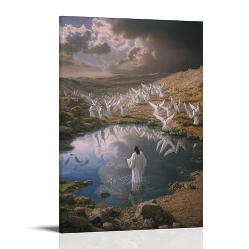 GEMTOFNMA Ein Pool in der Wüste reflektiert Jesus umgeben von Engeln, die nur in der verspiegelten Welt sichtbar sind. Modernes Wandbild, dekoratives Poster zum Aufhängen, 40 x 60 cm GEMTOFNMA Ein Pool in der Wüste reflektiert Jesus umgeben von Engeln, die nur in der verspiegelten Welt sichtbar sind. Modernes Wandbild, dekoratives Poster zum Aufhängen, 40 x 60 cm von GEMTOFNMA