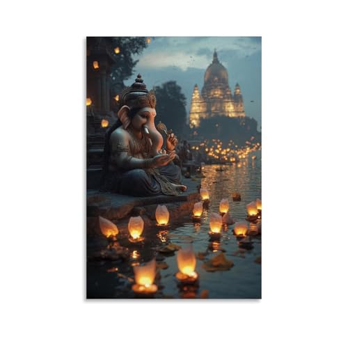GEMTOFNMA Ganesha Blesses Pilgrims with A Gentle Smile As Lanterns Float past Like Glowing Prayers. Modernes Wandbild, dekoratives Poster zum Aufhängen, 20 x 30 cm GEMTOFNMA Ganesha Blesses Pilgrims with A Gentle Smile As Lanterns Float past Like Glowing Prayers. Modernes Wandbild, dekoratives Poster zum Aufhängen, 20 x 30 cm von GEMTOFNMA