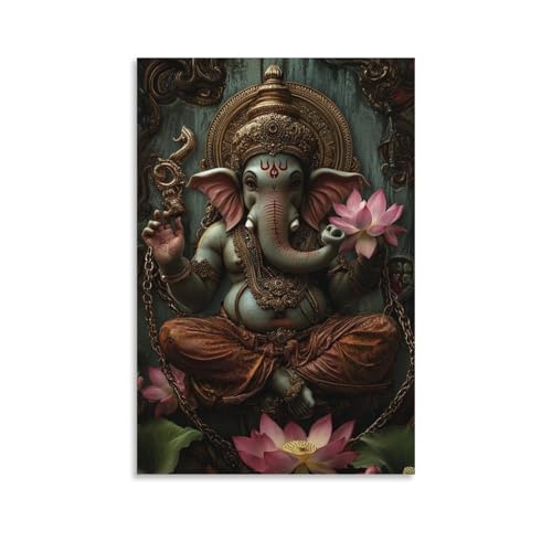 GEMTOFNMA Ganesha Holds A Broken Chain in One Hand And A Blooming Lotus in The Other, Smiling As Hindernisse Dissolve. Modernes Wandbild, dekoratives Poster zum Aufhängen, 40 x 60 cm GEMTOFNMA Ganesha Holds A Broken Chain in One Hand And A Blooming Lotus in The Other, Smiling As Hindernisse Dissolve. Modernes Wandbild, dekoratives Poster zum Aufhängen, 40 x 60 cm von GEMTOFNMA
