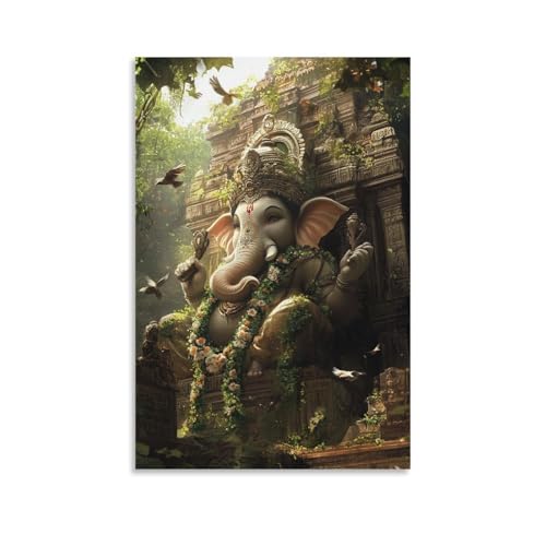 GEMTOFNMA Ganesha Smiles As Birds Carry Garlands to Unseen Altars, In A Temple Overgrown with Vines, Modernes Wandbild, dekoratives Poster zum Aufhängen, 20 x 30 cm GEMTOFNMA Ganesha Smiles As Birds Carry Garlands to Unseen Altars, In A Temple Overgrown with Vines, Modernes Wandbild, dekoratives Poster zum Aufhängen, 20 x 30 cm von GEMTOFNMA