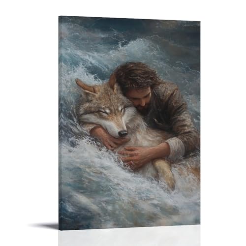 GEMTOFNMA Jesus hebt einen ertrinkenden Wolf aus stürmischen Gewässern und es fällt an seinen Füßen wie ein Kind. Modernes Wandbild, dekoratives Poster zum Aufhängen, 60 x 90 cm GEMTOFNMA Jesus hebt einen ertrinkenden Wolf aus stürmischen Gewässern und es fällt an seinen Füßen wie ein Kind. Modernes Wandbild, dekoratives Poster zum Aufhängen, 60 x 90 cm von GEMTOFNMA
