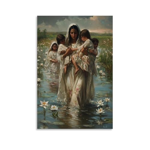 GEMTOFNMA Mary Walks Across A Flooded Plain, Lifting Each Child She Finds Into Her Arms As Lilies Float behind Her. Modernes Wandbild, dekoratives Poster zum Aufhängen, 30 x 45 cm GEMTOFNMA Mary Walks Across A Flooded Plain, Lifting Each Child She Finds Into Her Arms As Lilies Float behind Her. Modernes Wandbild, dekoratives Poster zum Aufhängen, 30 x 45 cm von GEMTOFNMA