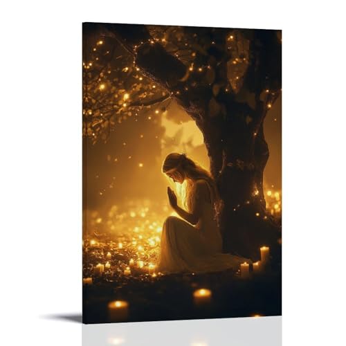 GEMTOFNMA "She Kneels Beneath A Tree Lit by Candles, Beting Silently As The Air Turns Warm And Golden Zeitgenössisches Wandbild, dekoratives Poster zum Aufhängen, 20 x 30 cm GEMTOFNMA "She Kneels Beneath A Tree Lit by Candles, Beting Silently As The Air Turns Warm And Golden Zeitgenössisches Wandbild, dekoratives Poster zum Aufhängen, 20 x 30 cm von GEMTOFNMA