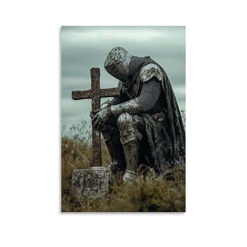 GEMTOFNMA The Ghost of A Knight Kneels Beside His Own Grave, Hand Resting on A Rusted Cross. Modernes Wandbild, dekoratives Poster zum Aufhängen, 30 x 45 cm GEMTOFNMA The Ghost of A Knight Kneels Beside His Own Grave, Hand Resting on A Rusted Cross. Modernes Wandbild, dekoratives Poster zum Aufhängen, 30 x 45 cm von GEMTOFNMA