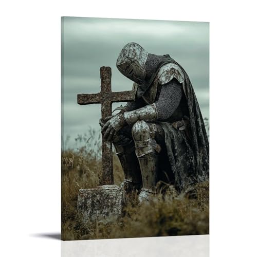 GEMTOFNMA The Ghost of A Knight Kneels Beside His Own Grave, Hand Resting on A Rusted Cross. Modernes Wandbild, dekoratives Poster zum Aufhängen, 60 x 90 cm GEMTOFNMA The Ghost of A Knight Kneels Beside His Own Grave, Hand Resting on A Rusted Cross. Modernes Wandbild, dekoratives Poster zum Aufhängen, 60 x 90 cm von GEMTOFNMA