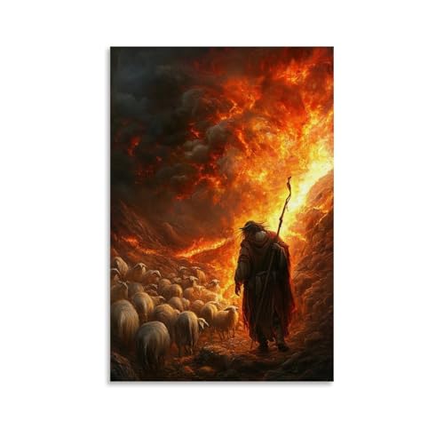 GEMTOFNMA The Shepherd Leads His Flock Through Fire – And The Fire Bows to Him zeitgenössisches Wandbild, dekoratives Poster zum Aufhängen, 60 x 90 cm GEMTOFNMA The Shepherd Leads His Flock Through Fire – And The Fire Bows to Him zeitgenössisches Wandbild, dekoratives Poster zum Aufhängen, 60 x 90 cm von GEMTOFNMA