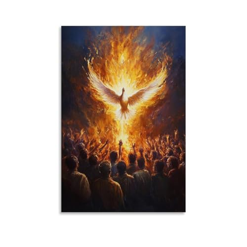 GEMTOFNMA The Spirit Descends Like A Dove Surrounded by Flame, As People of All Nations Reach Up to Catch Its Light. Modernes Wandbild, dekoratives Poster zum Aufhängen, 40 x 60 cm GEMTOFNMA The Spirit Descends Like A Dove Surrounded by Flame, As People of All Nations Reach Up to Catch Its Light. Modernes Wandbild, dekoratives Poster zum Aufhängen, 40 x 60 cm von GEMTOFNMA