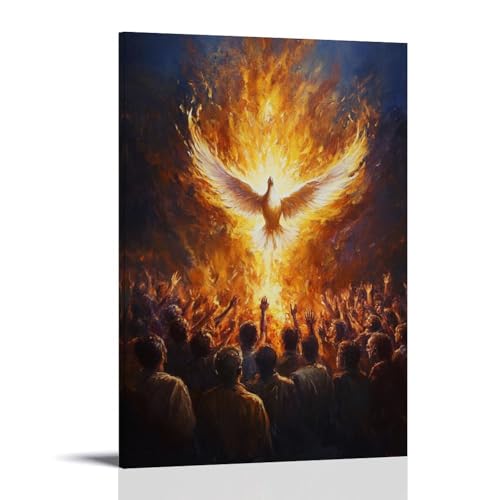 GEMTOFNMA The Spirit Descends Like A Dove Surrounded by Flame, As People of All Nations Reach Up to Catch Its Light. Modernes Wandbild, dekoratives Poster zum Aufhängen, 40 x 60 cm GEMTOFNMA The Spirit Descends Like A Dove Surrounded by Flame, As People of All Nations Reach Up to Catch Its Light. Modernes Wandbild, dekoratives Poster zum Aufhängen, 40 x 60 cm von GEMTOFNMA