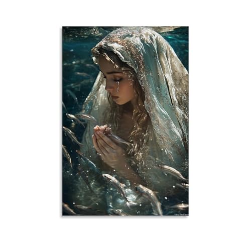 GEMTOFNMA The Virgins Tears Fall Into A River Polluted by Sorrow, And Fish Return with Shimmering Silver Light. Modernes Wandbild, dekoratives Poster zum Aufhängen, 60 x 90 cm GEMTOFNMA The Virgins Tears Fall Into A River Polluted by Sorrow, And Fish Return with Shimmering Silver Light. Modernes Wandbild, dekoratives Poster zum Aufhängen, 60 x 90 cm von GEMTOFNMA