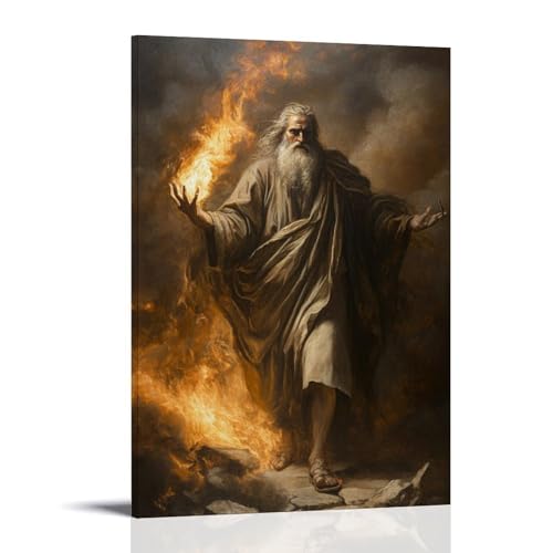 The Burning Bush Illuminating Moses 'Startled Face, His Sandals Removed As He Stands on The Edge of Holy Offenbarung. Modernes Wandbild, dekoratives Poster zum Aufhängen, 20 x 30 cm The Burning Bush Illuminating Moses 'Startled Face, His Sandals Removed As He Stands on The Edge of Holy Offenbarung. Modernes Wandbild, dekoratives Poster zum Aufhängen, 20 x 30 cm von GEMTOFNMA