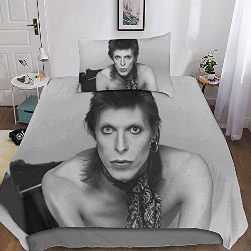 David Bowie Bettwäsche,Rock 'n' Roll Günstig Bettwäsche Set Jungen Mädchen Kinder 3D Sängerin Druck Bettbezug Mit Kissenbezug Single（135x200cm） von GENBAK