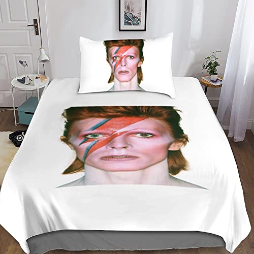 David Bowie Kinder Bettwäsche Set Sängerin Muster Microfaser Bettbezug Set Für Jungen Mädchen Rock 'n' Roll Qualität Betten Set Inkl 1 Bettbezug Und Kissenbezüge einzeln（135x200cm） von GENBAK