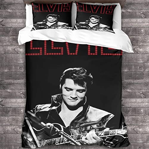 Elvis Presley 3D Singer Betten Set Rock 'n' Roll Stil Bettwäsche Set Weiche Microfaser Goku Bettbezug Mit Kissenbezug doppelt（200x200cm） von GENBAK