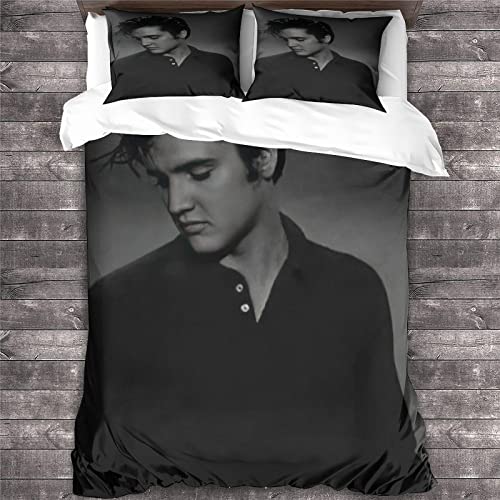 Elvis Presley Bettwäsche 3D Rock 'n' Roll Betten Set Bettwäsche Set 3 Teilig Bettbezüge Mikrofaser Bettbezug Mit Reißverschluss Und Kissenbezug doppelt（200x200cm） von GENBAK