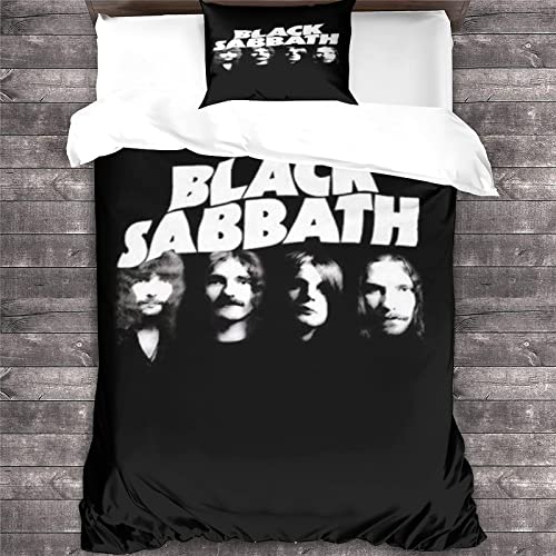 GENBAK Black Sabbath Bettwäsche-Set 3 Mit 1 Mikrofaser Bettbezug Und Kissenbezug - Bettbezug Mit Reißverschluss Schließung - 3D Heavy Metal Bedrucktes Bettwäsche Set einfach（135x200cm） von GENBAK
