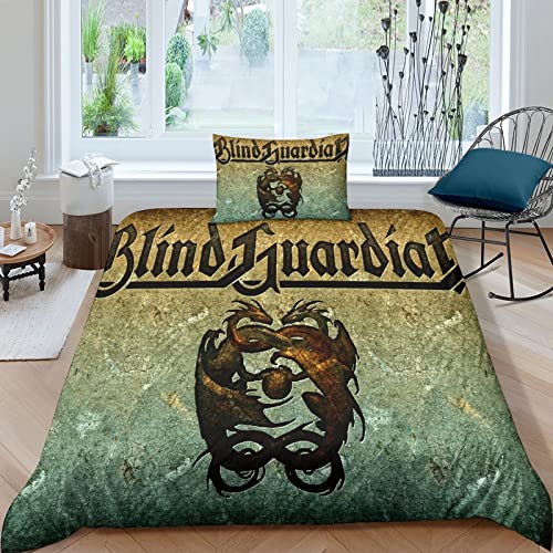 GENBAK Blind Guardian Themen Bettwsche Set Schwermetall Bettwsche Für Kinder Jungen Mdchen Use, Festival Kunstdruck Bettbezug Set RockbandRoom Decor 3Stück einfach（135x200cm） von GENBAK