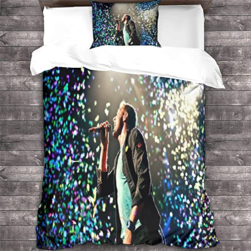 GENBAK Coldplay Bettwäsche 3D Musik Bettbezug Set Bettwäsche Set 3 Teilig Bettbezüge Mikrofaser Bettbezug Mit Reißverschluss Und Kissenbezug einfach（135x200cm） von GENBAK