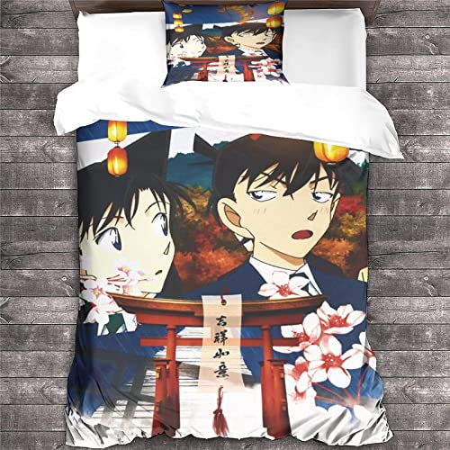 GENBAK Detektiv Conan Bettwäsche Anime-Bettwäsche-Set,Conan Edogawa Thema Bettbezug Für Jungen Mädchen Kinder Teenager Stil Bettwäsche Mit Kissenbezug einzeln（135x200cm） von GENBAK